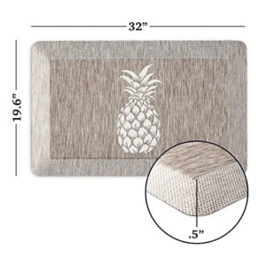 Martha Stewart Aloha Modern Pineapple Anti-Fatigue Air-Infused Kitchen Mat, Coffee Brown, 19.6"x32"