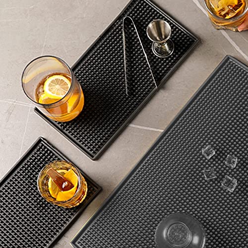 HighFree 3 Pack Black Bar Mat Spill Mat Glass Drying Mat Cocktail Mixing Service Mat for Counter Top (18"(L) x 12"(W))