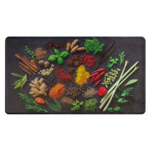 bambiki artistic anti fatigue kitchen mat for floor - colorful and fun mats - comfort and relaxing memory foam rug - stylish mat - waterproof - easy wipe clean - spice art - 31.5”x17.5”x12mm