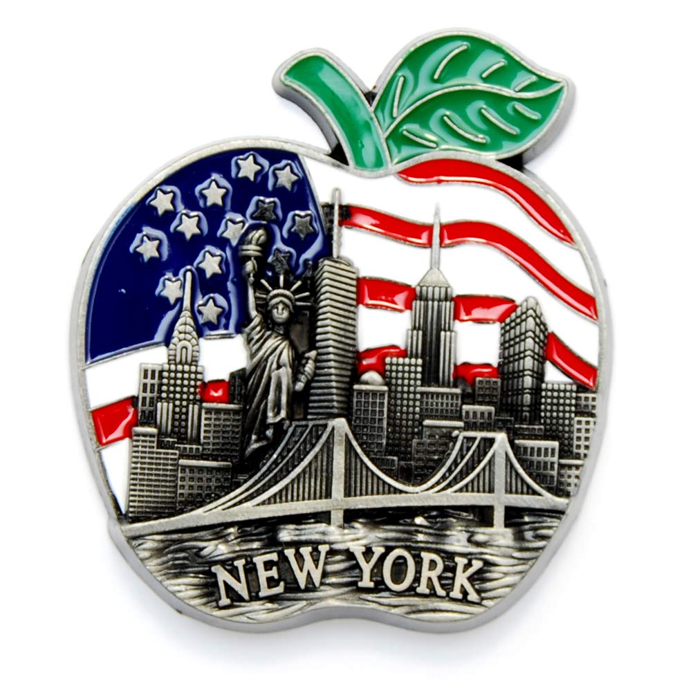 Color May Vary. Big Apple New York Souvenir Metal Fridge NY Magnet - Brooklyn Bridge,Chrysler Building,Statue of Liberty,Empire State Building NYC Metal Magnet (Pack 1)