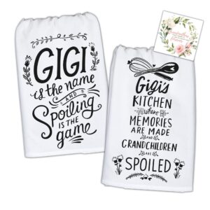 18TH STREET GIFTS Gigi Kitchen Towels and Refrigerator Magnet - Gigi Gifts for Grandma - Grandma Gifts from Grandchildren - New Grandmother Gifts