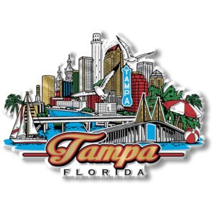 tampa, florida city magnet by classic magnets, collectible souvenirs made in the usa, 4.2" x 3"