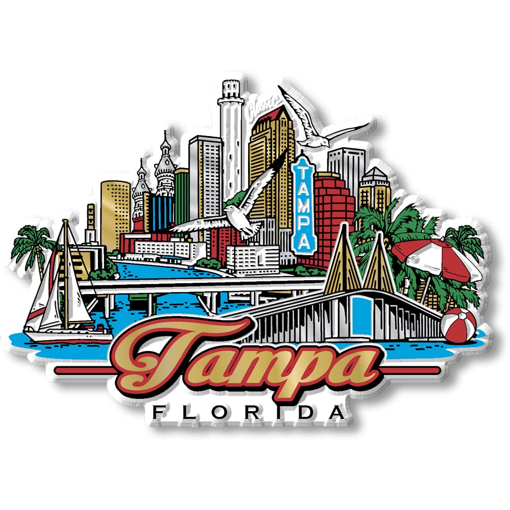 Tampa, Florida City Magnet by Classic Magnets, Collectible Souvenirs Made in The USA, 4.2" x 3"