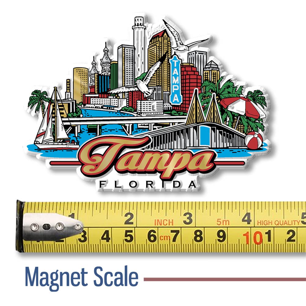 Tampa, Florida City Magnet by Classic Magnets, Collectible Souvenirs Made in The USA, 4.2" x 3"