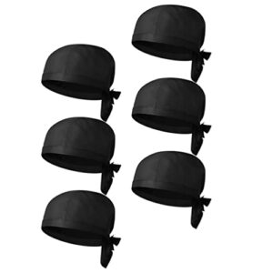 upkoch 6 pcs chef hat adjustable cooking cap: unisex chef hats kitchen cooking hat breathable skull caps service hat for men women (black)
