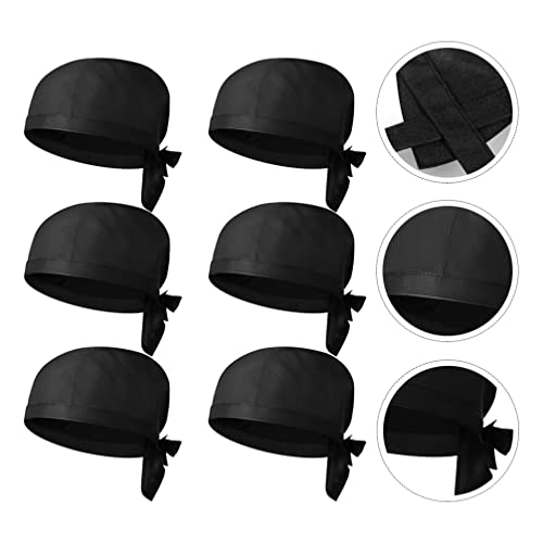 UPKOCH 6 Pcs Chef Hat Adjustable Cooking Cap: Unisex Chef Hats Kitchen Cooking Hat Breathable Skull Caps Service Hat for Men Women (Black)