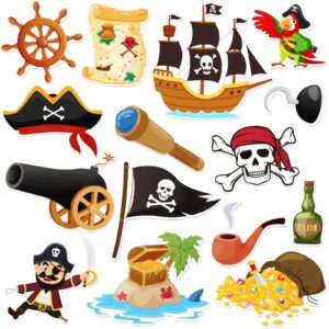 Sumind 15 Pcs Pirate Cruise Door Magnets Funny Skull Car Magnets Ship Cruise Door Decorations Magnet Stickers Treasure Treat Chest Fridge Decor Magnets for Carnival Cruise Refrigerator Door