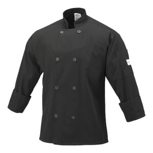 mercer culinary m60010bkm millennia men's cook jacket with traditional buttons, medium, black