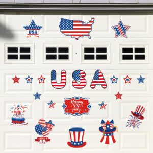 whaline 22pcs patriotic garage decoration magnet stickers happy 4th july magnet decals american flag star garage door decals for independence day party supplies home decoration