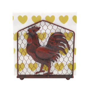 Metal Rooster Design Tabletop Napkin Holder/Freestanding Tissue Dispenser,Rustic Red