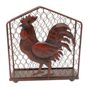 Metal Rooster Design Tabletop Napkin Holder/Freestanding Tissue Dispenser,Rustic Red