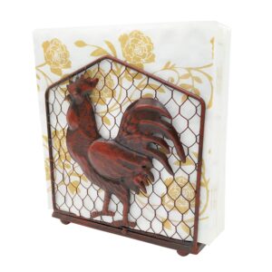 Metal Rooster Design Tabletop Napkin Holder/Freestanding Tissue Dispenser,Rustic Red