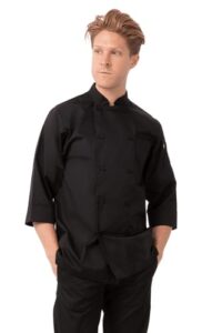 chef works men's morocco chef coat, black, x-large