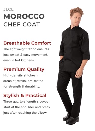 Chef Works Men's Morocco Chef Coat, Black, X-Large