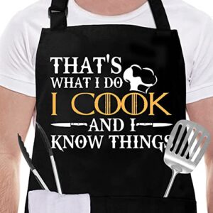 funny aprons for men,cooking gifts for men,dad,boyfriend,husband, cooking aprons for men-that's what i do.i cook.i know things-chef aprons for dad,grilling gifts for father's day,birthday,christmas