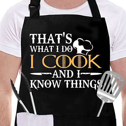 Funny Aprons for Men,Cooking Gifts for Men,Dad,Boyfriend,Husband, Cooking Aprons for Men-That's What I do.I Cook.I know Things-Chef Aprons for Dad,Grilling Gifts for Father's Day,Birthday,Christmas