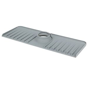 naikit's small (14 inch) grey silicone kitchen sink mat splash guard is a great water drip catcher and counter protector for bathrooms rvs, and farmhouses. measure faucet base before purchase.