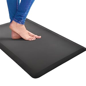 keeble outlets anti fatigue kitchen mat | 20x39 inch black foam chef mat | non-slip washable cushioned for comfort | ideal kitchen rugs for floor and anti fatigue relief