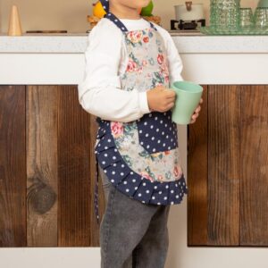 NEOVIVA Kitchen Aprons with Pockets for Mother and Daughter, Double-layered Bib Aprons for Cooking, Baking, BBQ and Gardening, Style Kathy, Floral Quarry Bloom