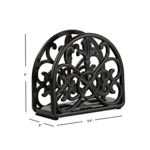 Fleur De Lis Design Cast Iron Napkin Holder, By Home Basics (Black) / Napkin Holders For Kitchen/Table Napkin Holder With Non-Skid Feet/Doubles As Storage For Small Papers