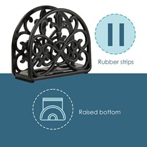 Fleur De Lis Design Cast Iron Napkin Holder, By Home Basics (Black) / Napkin Holders For Kitchen/Table Napkin Holder With Non-Skid Feet/Doubles As Storage For Small Papers