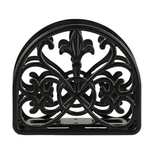 Fleur De Lis Design Cast Iron Napkin Holder, By Home Basics (Black) / Napkin Holders For Kitchen/Table Napkin Holder With Non-Skid Feet/Doubles As Storage For Small Papers