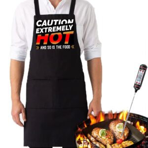 Inovare Designs' Fun Chef Apron - Perfect for Grilling, Cooking, BBQ - Unisex Design - Includes Meat Thermometer - Ideal Kitchen Gift