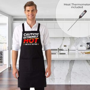 Inovare Designs' Fun Chef Apron - Perfect for Grilling, Cooking, BBQ - Unisex Design - Includes Meat Thermometer - Ideal Kitchen Gift