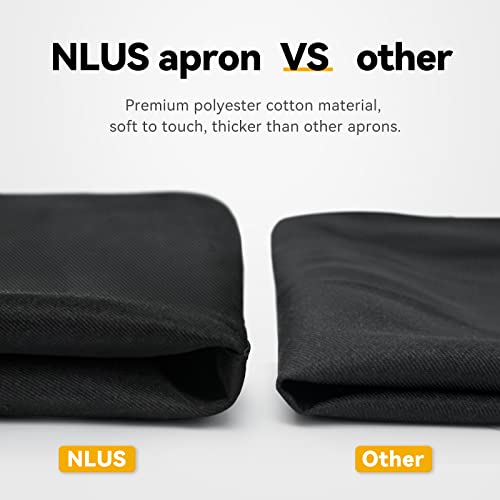 NLUS Black Cooking Apron with 2 Pockets, Plus Size Bib Apron Water Oil Stain Resistant Kitchen Chef Bib Aprons for Cooking BBQ Baking Serving (2 PACK)