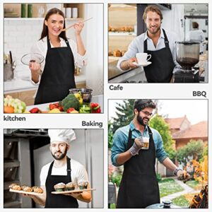 NLUS Black Cooking Apron with 2 Pockets, Plus Size Bib Apron Water Oil Stain Resistant Kitchen Chef Bib Aprons for Cooking BBQ Baking Serving (2 PACK)