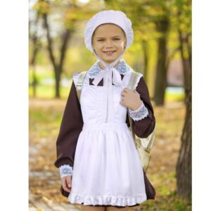 SATINIOR Halloween Retro Kitchen Apron and Bonnet for Women Thanksgiving Revolutionary Colonial Accessory(Fresh Style)