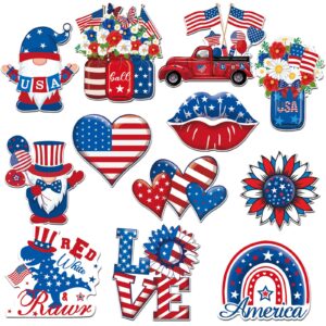 12 pcs 4th of july refrigerator magnets patriotic magnets decorations independence day gnome magnet usa flag decorative magnetic stickers for fridge metal door mailbox locker cabinets decor