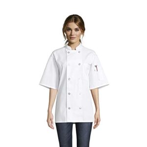 uncommon threads womens south beach chef coat short slvs shirt, white, medium us