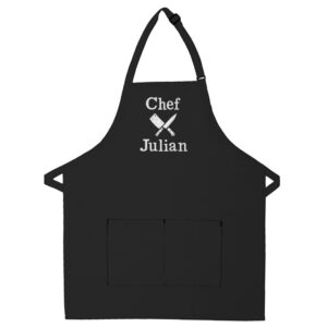 the apronplace personalized embroidered chef knives adult apron - add your own name - 2 adult sizes for men and women - great gift for the chef or griller in your family