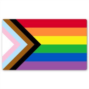 progress pride rainbow flag magnet | show your love for the lgbt family with this magnetic sign on your laptop, car bumper, or hydro-flask (3 x 5 inch)