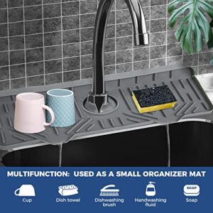 Kitchen Sink Faucet Splash Guard Silicone Sink Faucet Drying Mat Faucet Handle Drip Catcher Tray, Dish Sponge Holder Kitchen Sink Accessories Sink Protector Home Kitchen Organization Gadgets Organizer