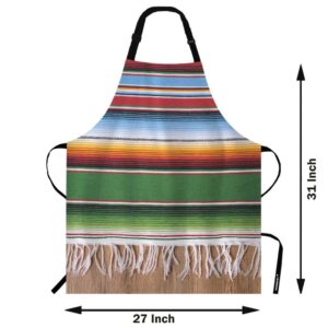 WONDERTIFY Mexican Style Apron,Traditional National Blankets Colorful Lines Bib Apron with Adjustable Neck for Men Women,Suitable for Home Kitchen Cooking Waitress Chef Grill Bistro Baking BBQ Apron