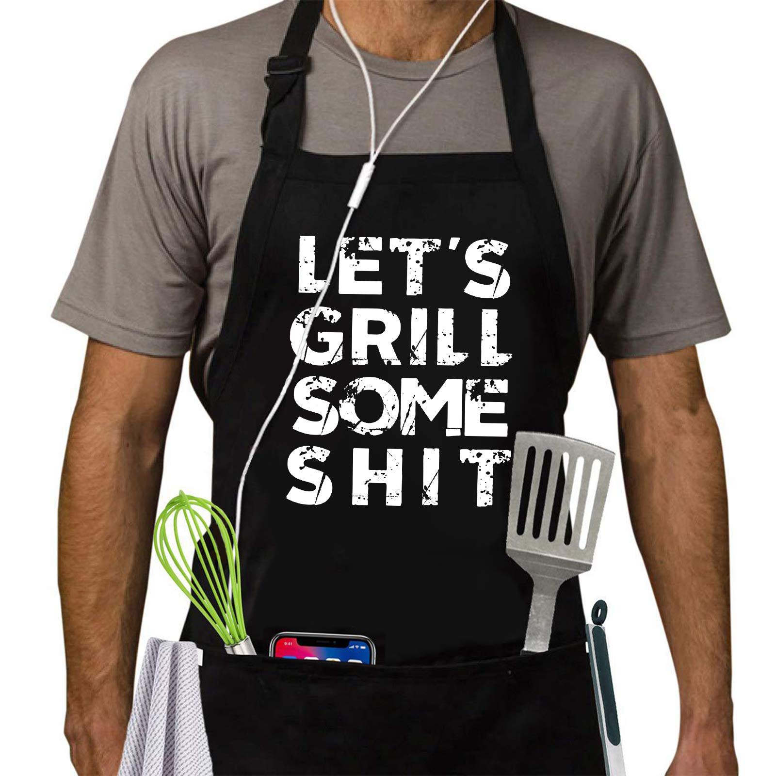 ZOORON Funny BBQ Aprons for Men, Dad Gifts, Gifts for Men, Fathers Day, Birthday Gifts Aprons,Adjustable and Waterproof