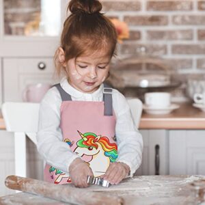 FUSOTO Unicorn Kids Aprons for Girls, Kids Cute Kitchen Cooking Apron for Ages 6-12, Kids Artist Painting Apron with Pockets, Arts and Crafts for Kids, Unicorns Gifts for Girls