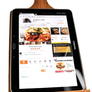 Gram’s Recipe Cookbook Holder Stand Gift - Custom Engraved Bamboo Cutting Board Foldable Chef Easel Metal Hinges Kickstand iPad Tablet Compatible Christmas Birthday Kitchen Decor Design (7.25x13.5)