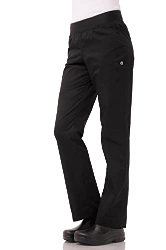 Chef Works Women's Lightweight Slim Chef Pants, Black, Large