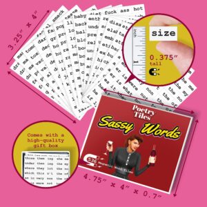 Poetry Tiles Word Magnets - Sassy Words Fridge Magnet Set - 536 Sarcastic, Judgmental, Shady Magnetic Words Kit for Refrigerator Poems and Stories - Funny Fridge Magnets for Adults with Spunk