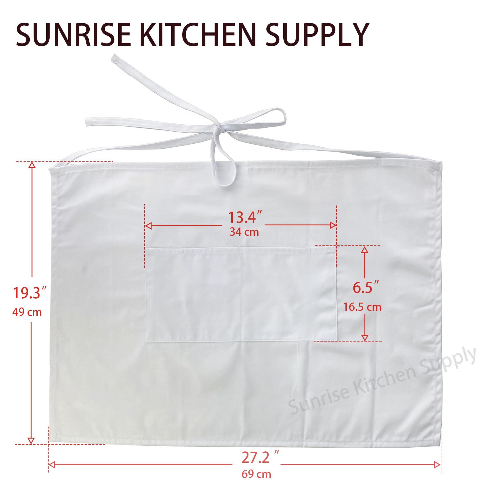 Sunrise Kitchen Supply White Half Bistro Apron 19" L By 27" W