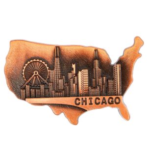 Juvale American Magnets for Fridge - Pack of 4 - New York, Chicago, Seattle, US Flag