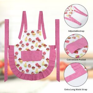 G2PLUS Apron for Women with Pockets, Extra Long Ties Cotton Apron Perfect for Kitchen Cooking, Baking and Gardening, 27 x 26-inch (Mama and Me Set)