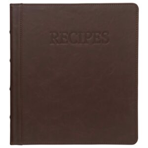 samsill 1.5" recipe binder 8.5x11, 3 ring recipe book binder to hold all your recipes and recipe cards, brown family recipe binder bold design