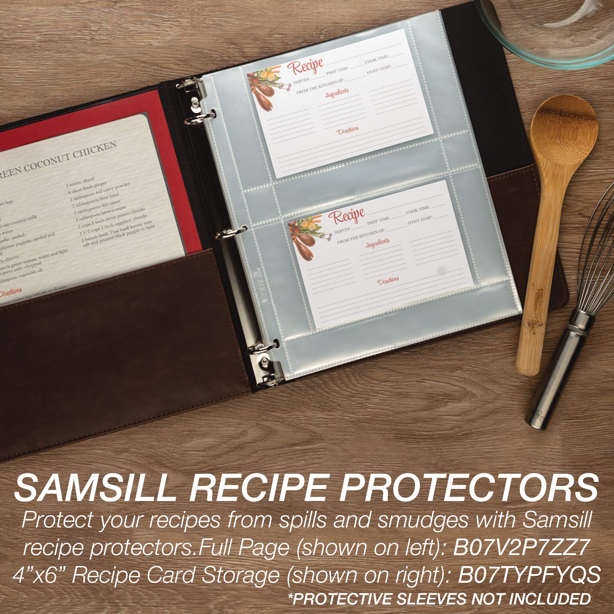 Samsill 1.5" Recipe Binder 8.5x11, 3 Ring Recipe Book Binder to Hold All Your Recipes and Recipe Cards, Brown Family Recipe Binder Bold Design