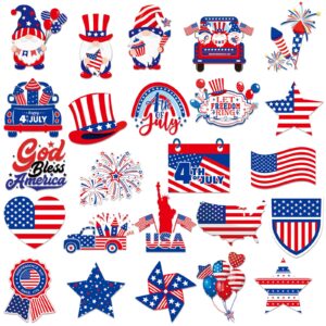 24 Pieces Patriotic Magnets 4th of July Car Refrigerator Magnets Independence Day Gnomes USA Flag Decorative Magnetic Stickers for Fridge Metal Door Mailbox Locker Office Cabinets Decor