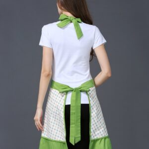 Cute Lovely Unique Design Women Girls Ladies Retro Apron with Chic Pocket for Cooking Kitchen, Green