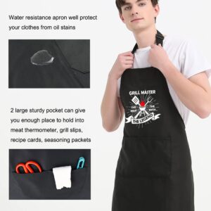 Oxpaynop Funny Grill Aprons for Men, Dad Apron for Grilling, Grill Master Gifts for Men BBQ Cooking Chef Gift for Birthday Fathers Day (Grill Master)